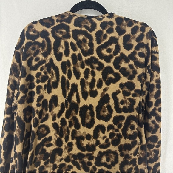 Open Front Leopard Print Long Sleeve Long Cardigan Size Medium Brown - Picture 9 of 10